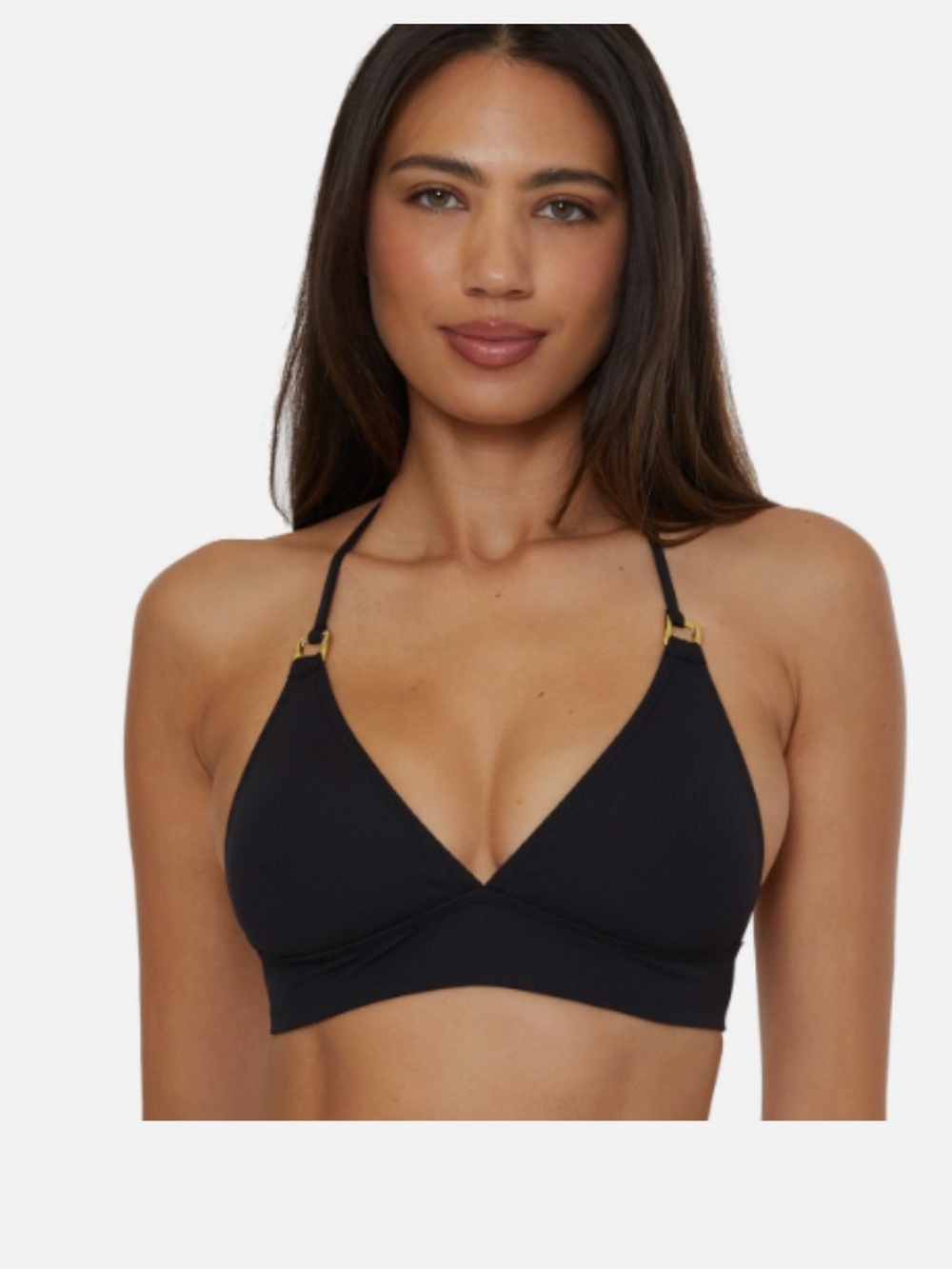 New Becca Women's Modern Edge Textured Rib Halter Bikini Top